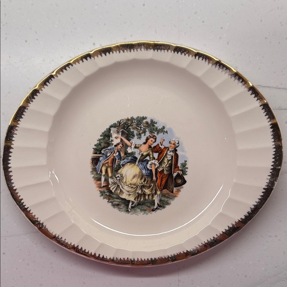 Vintage Cronin China Co. Courting Couple Serving Platter – 11.25" x 9.25" [A]